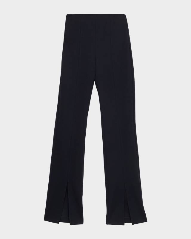 Nebbia Slit-Hem Straight-Leg Wool Pants